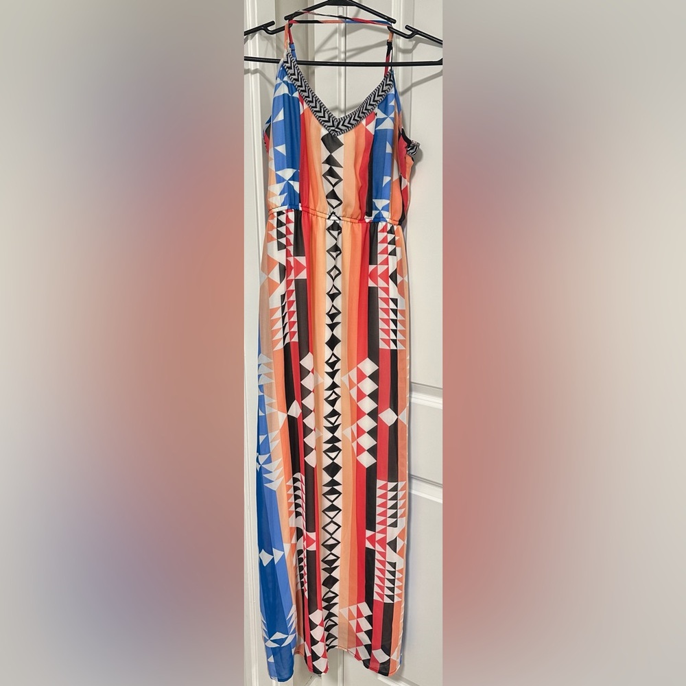 Heart Soul Orange Pink Maxi Sundress